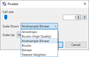 Pixelate Scale Down options