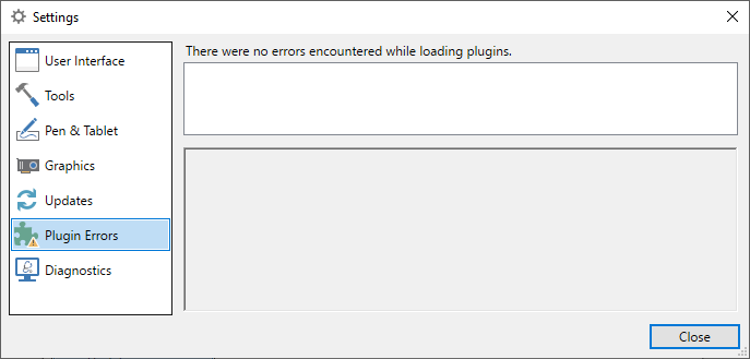 Settings: Plugin Errors